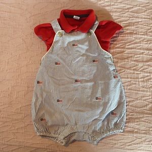 Onesie overall + onesie collared shirt